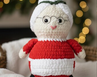 Modèle de mère Noël au crochet (PDF), peluche Amigurumi, débutant sûr +, guide photo, téléchargement immédiat