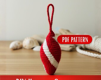 Motif d'ornement au crochet avec tourbillon de menthe poivrée (PDF), boule de Noël en spirale, débutant avancé, photos de step, téléchargement immédiat