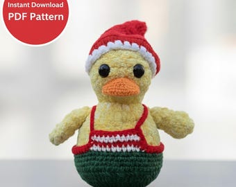 Modèle au crochet de canard de Noël : peluche amigurumi pour débutant (PDF)