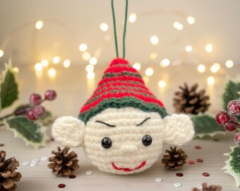 Motif au crochet d'ornement elfe maléfique (PDF), amigurumi, fabrication rapide pour Noël, adapté aux débutants, photos de l'étape, téléchargement immédiat