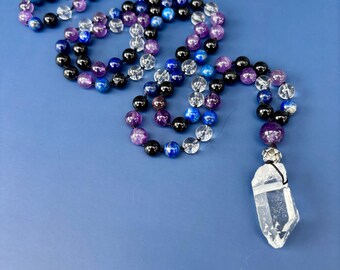 Mala Tibetano In Lapislazzuli Con 108 Perline, Mala In Lapislazzuli Con Perlina In Ottone Intarsiata E Mantra In Lapislazzuli. - Italia - Foto 7