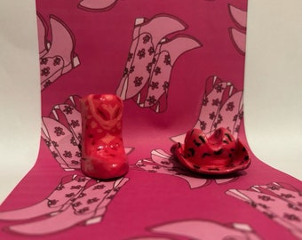 Cowgirl Boot/Hat - incense holder - matchstick holder- Y2K - Pink - Cow print -Zebra print