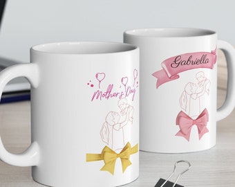 Mama Mug, Personalized Mama Gift, Mother's Day Mom Mug,  mummy grandma gift for mom, Personalized gift for mom, Ceramic Mug, Mom Mug Pink.
