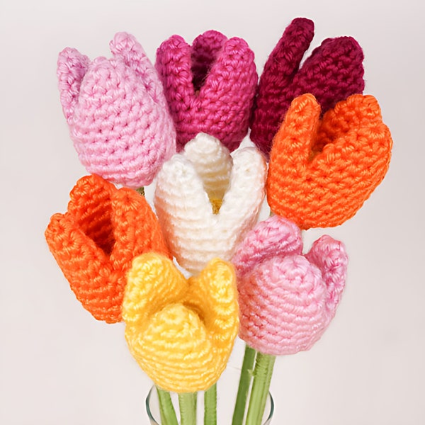 Realistic Tulip Flowers, home kitchen decor, kids gift, crochet pattern, pas de couture, cadeau enfant, tutorial Amigurumi PDF english