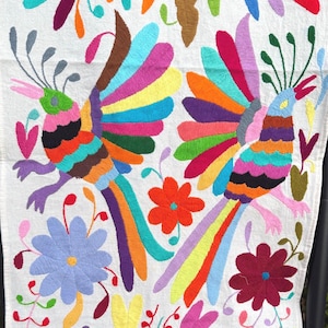 Otomi Hand Embroidered Table Runner - Multicolor