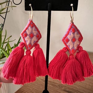 Atzompa Cotton Embroidered Earrings