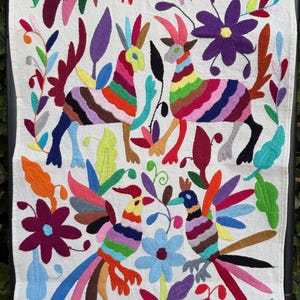 Otomi Hand Embroidered Table Runner - Multicolor