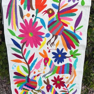 Otomi Hand Embroidered Table Runner - Multicolor