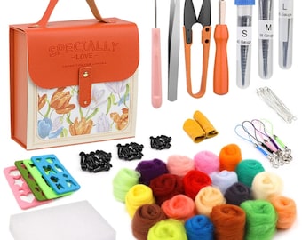 Needle Felting Kit Wool Felting Tools,20 Colors Set, Felt Needle Set Wool Felting Fabric Materials Accessories