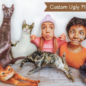 Custom Ugly Cat/Dog Zany Pillow | Custom Pet 3D Shape Pillow | Personalized Pet Pillow from Photo | Pet Loss Memorial Gift | Christmas Gifts