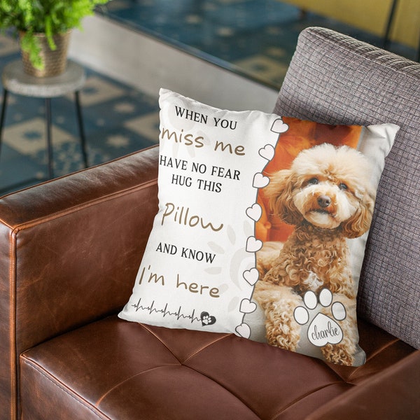 Custom Dog Memorial Pillow, Personalized Pet Memorial Gift, Custom Loss of Pet Sympathy Gift with Pet's Picture, Pet Loss Gift for Dog Lover