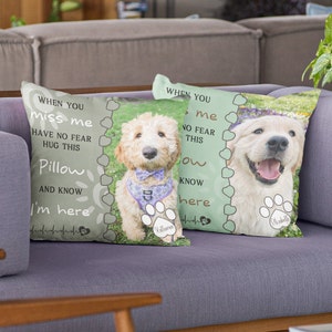 Custom Dog Memorial Pillow, Personalized Pet Memorial Gift, Custom Loss of Pet Sympathy Gift with Pet&#39;s Picture, Pet Loss Gift for Dog Lover