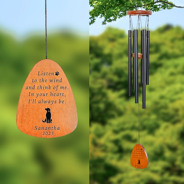 Personalized Engrave Pet Memorial Outdoor Wind Chime | Dog Cat Memorial Gift | Pet Lose Remenbering Gift | Outside  Pet Loss Sign for Garden