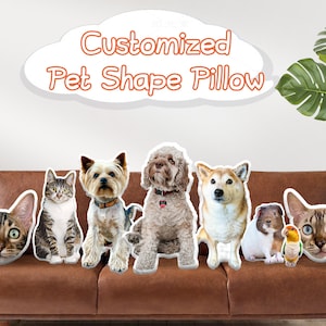 Custom Pet Photo Pillow, Pet Memorial Pillow, Custom Cat Dog Pillows, Pet Loss Gifts, Pet Shaped 3D Throw Pillow, Christmas Gifts