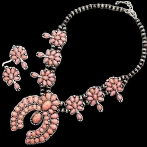Collar de flor de calabaza turquesa, collar de flor de calabaza navajo, collar de flor de calabaza vintage, collar de turquesa