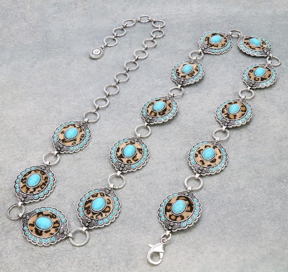 レザーとターコイズのウエスタンコンチョベルト S/M - Etsy 日本