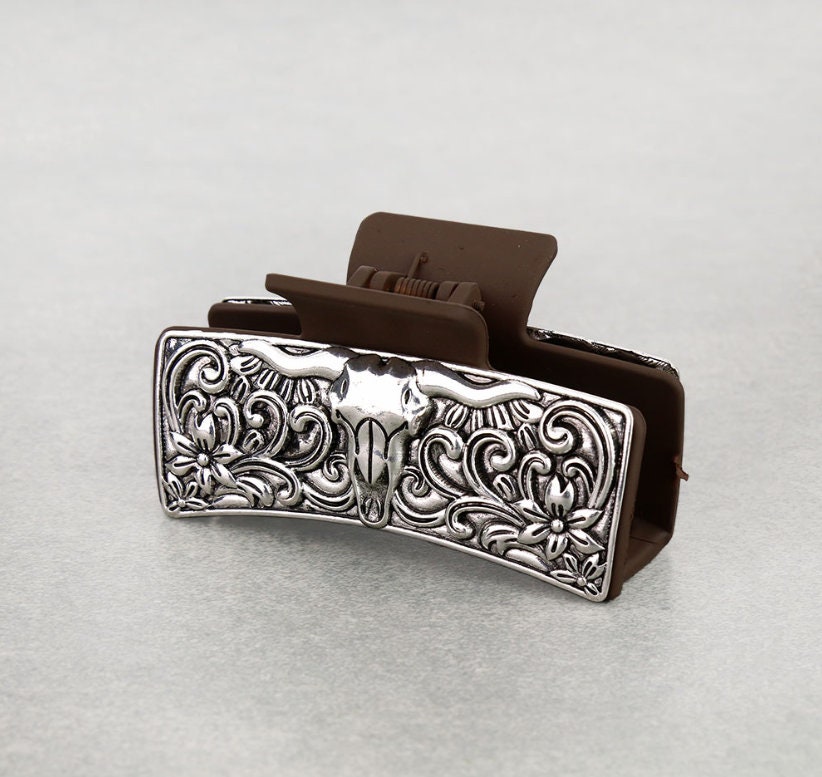 Western Haarspangen Mit Türkisblauem Stein | Silber, Größe Ca. 11,4x5,9 Cm | Cowgirl Haarschmuck