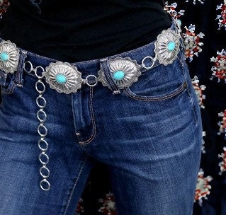 Western Concho Belt With Turquoise S/m - Etsy display picture 3