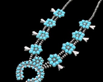 Turquoise Squash Blossom Necklace: Western Style Jewelry Set