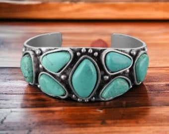 天然ターコイズの「C」カフブレスレット - Etsy 日本