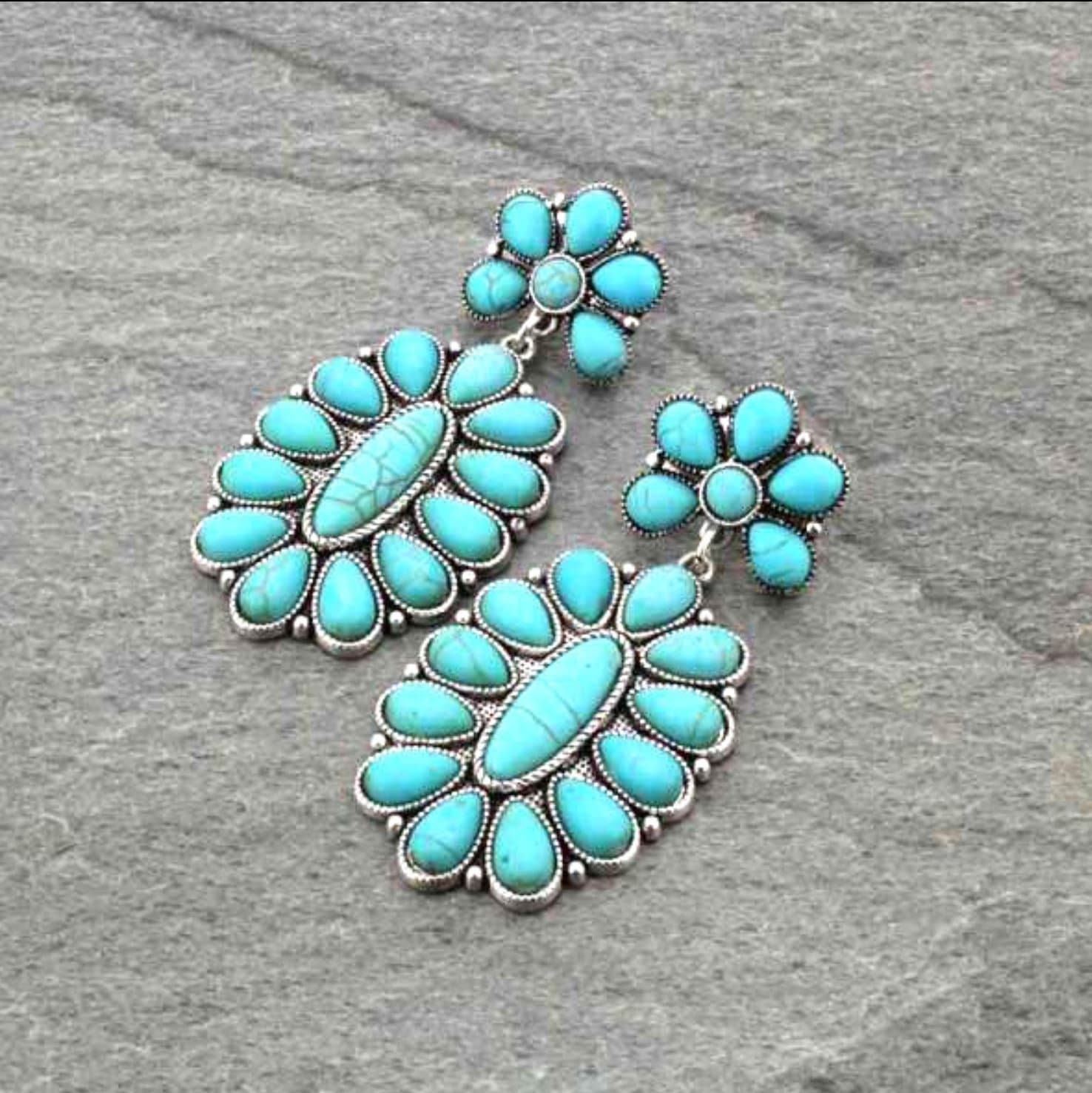 Turquoise Squash Blossom Earrings: Western Concho Style - Etsy