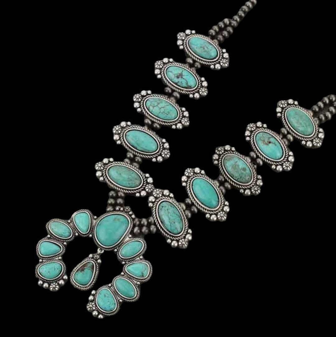 Natural Turquoise Squash Blossom Statement Set *Native main image 1