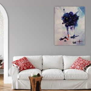 Original Purple Flower Acrylic Painting, Abstract Floral Wall Art, Modern Impressionist Artwork for Home Decor, Office, Unique Gift, Art