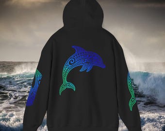 Tribal Tonad Delfin Hoodie | Ocean Sleeve Art
