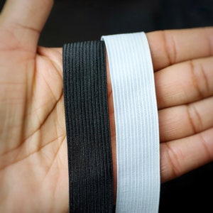 20 mm x 2 m Elastic bands long stretchable black white for Headbands, Pants, Clothing, Sewing Supplies, Nylon cord for Crafting DIY Bild 4