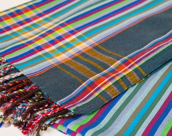 Kikoy Fabric, Kenyan Fabric Cloth, Kikoy Beach Towel, African Sarong, grey, orange, blue purple 100% cotton fabric, Tanzanian Kikoy