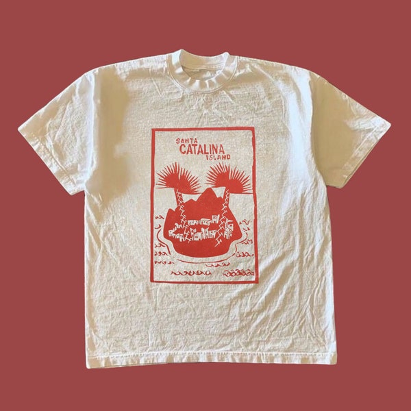 Camiseta con estampado gráfico de la isla de Santa Catalina