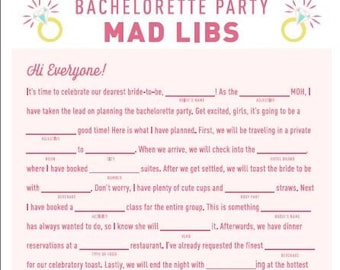 Gra „Mad Libs” na wieczór panieński – plik PDF do wydrukowania – pobierz natychmiast!