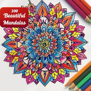100 Beautiful Mandala Coloring Pages, Printable Coloring Pages, Adult Coloring Pages, Mandalas, Printable Coloring Sheets,  Coloring Books