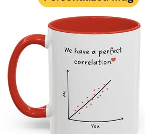 Taza de San Valentín con correlación perfecta / Taza personalizada / Regalo de San Valentín para estadísticos, científicos de datos, amantes de la biología y las matemáticas