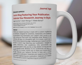 Taza con mensaje personalizado para publicación en revista: regalo para graduación, doctorado, maestría, profesores, estudiantes, compañeros de trabajo, tesis y defensa.