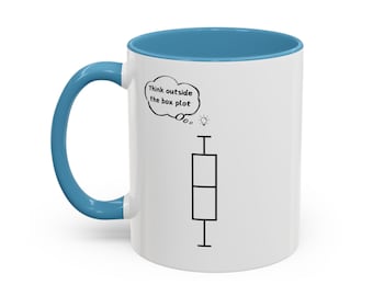 Piensa fuera del diagrama de caja: Taza de estadísticas divertidas para regalos/Estadístico, Científico de datos, Analista de datos, Investigación, IA, Aprendizaje automático, Doctorado