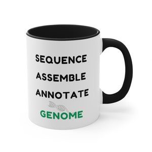 Genome Mug. Bioinformatics, Genomics, Genetics, Biology, Biotechnology, DNA art, Gene, Research, Graduation, DNA gift