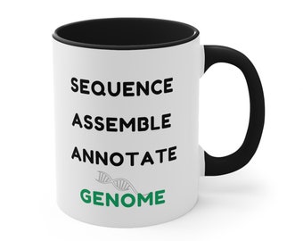 Taza del genoma. Bioinformática, Genómica, Genética, Biología, Biotecnología, Arte del ADN, Gen, Investigación, Graduación, Regalo de ADN