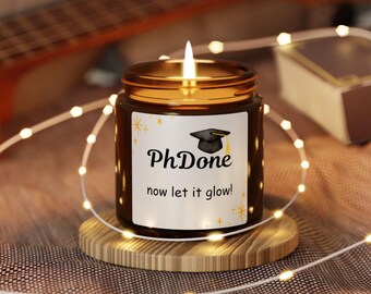 PhD Graduation Candle |Funny Grad Gift for Doctorate Researcher Scientist | Unique Grad Present