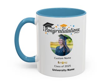 Taza personalizada de feliz graduación: regalo para investigadores, científicos, estudiantes de secundaria, doctorados, maestrías, graduados, profesores, estudiantes y universitarios.