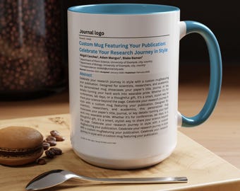 Taza con mensaje personalizado para publicación en revista: regalo para graduación, doctorado, maestría, profesor o artículo científico.
