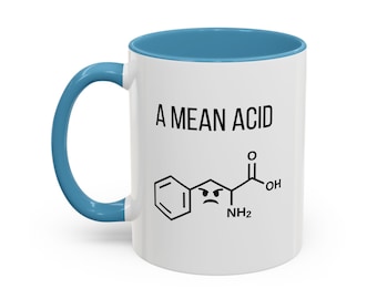Taza de aminoácidos: divertida para regalar. Biología, química, bioquímica, profesor, ciencia, humor STEM, universidad, estudiante.