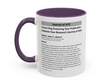 Taza con publicación, taza personalizada con artículo de revista científica, regalo de defensa de doctorado y graduación, taza de café académica y profesor científico.