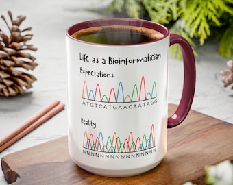 Taza de Bioinformática: Regalo Divertido para Bioinformáticos, Biólogos Moleculares, Genéticos, ADN, Biólogos, Ciencias, Investigación y Graduados.