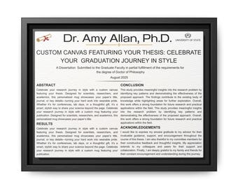 Lienzo enmarcado para tesis de grado / Regalo personalizado para tesis doctoral / Regalo de graduación de maestría o doctorado