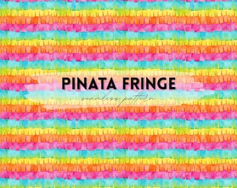 Rainbow Piñata Fringe Digital Paper - Colorful Mexican Party Pattern