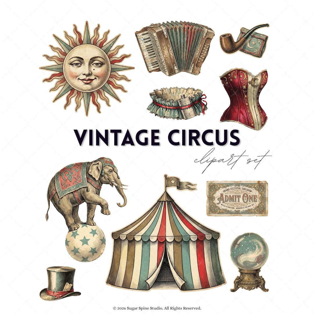 Vintage Victorian Circus Clipart Bundle With Antique Carnival and ...
