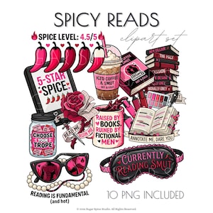 10 Spicy Romance Reader Book Designs (PNG Clipart)