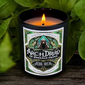 Archdruid of Emerald Grove - Halsin Inspired Scented Candle - Iris Root, Forest Air, Dried Herbs, Green Leaves