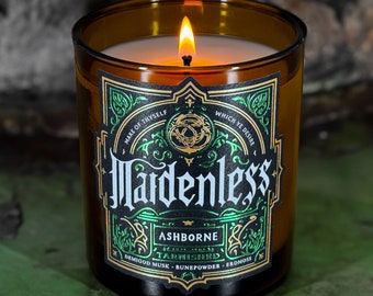 Maidenless - Elden Ring Inspired 8oz Scented Candle - OakMoss, Gunpowder, Dark Musk, Black Pepper